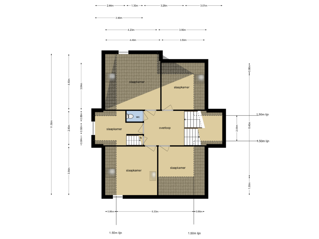 View floorplan of 2e verdieping of Generaal Van Heutszlaan 34