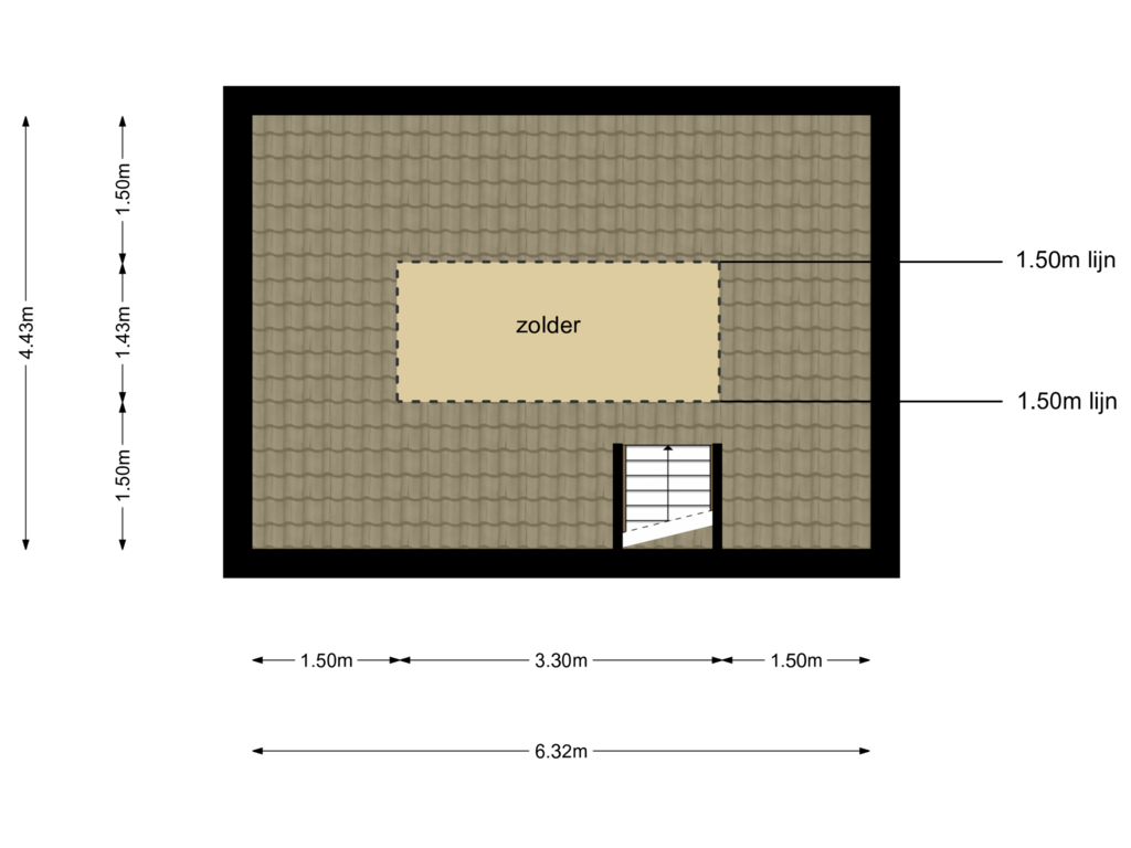 View floorplan of zolder of Generaal Van Heutszlaan 34