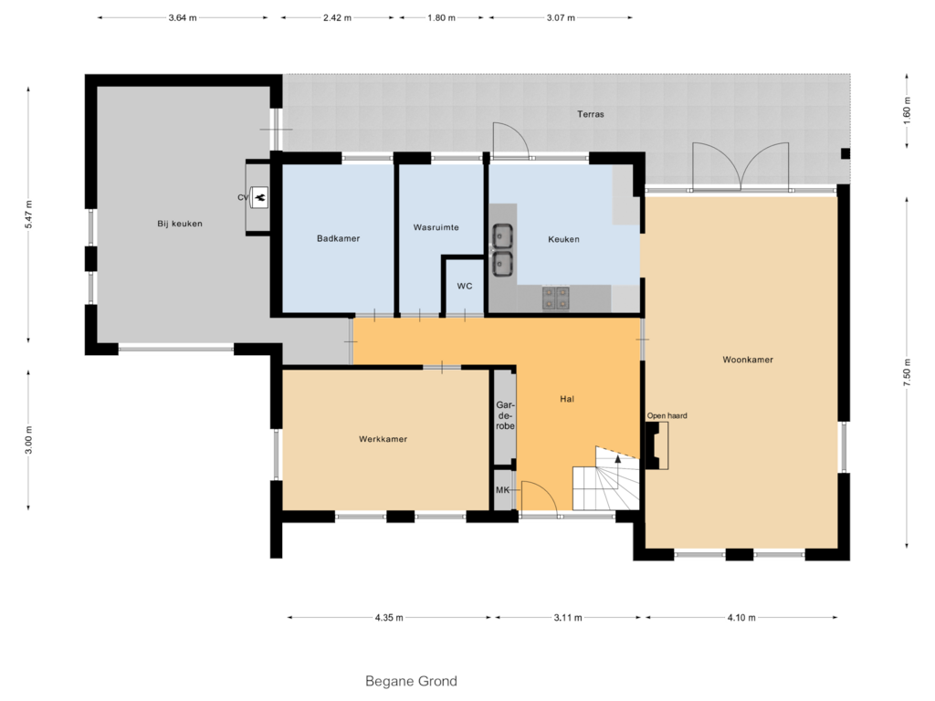 Bekijk plattegrond van Begane Grond van Raayweg 8