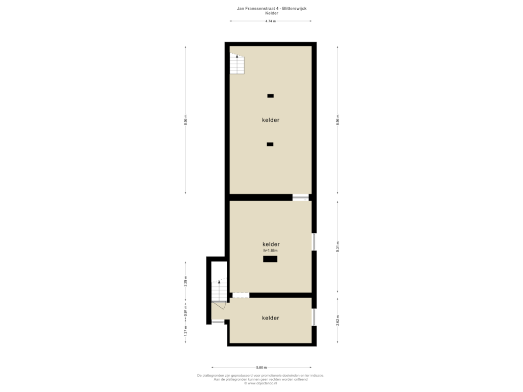 Bekijk plattegrond van Kelder van Jan Franssenstraat 4