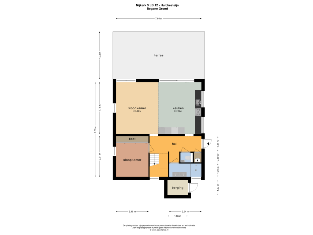 Bekijk plattegrond van BEGANE GROND van Hulckesteijn 3-12