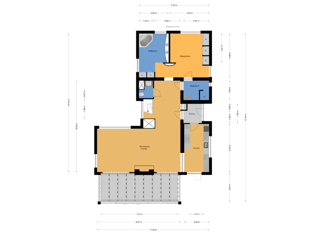 View floorplan of Begane Grond of John F. Kennedylaan 257