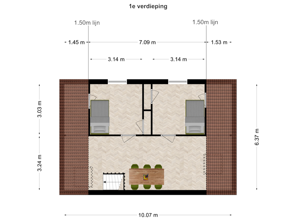 Bekijk plattegrond van 1e verdieping van Opperduit 182