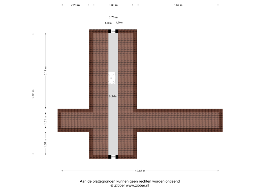 Bekijk plattegrond van Zolder van Zuid Bosweg 11-A