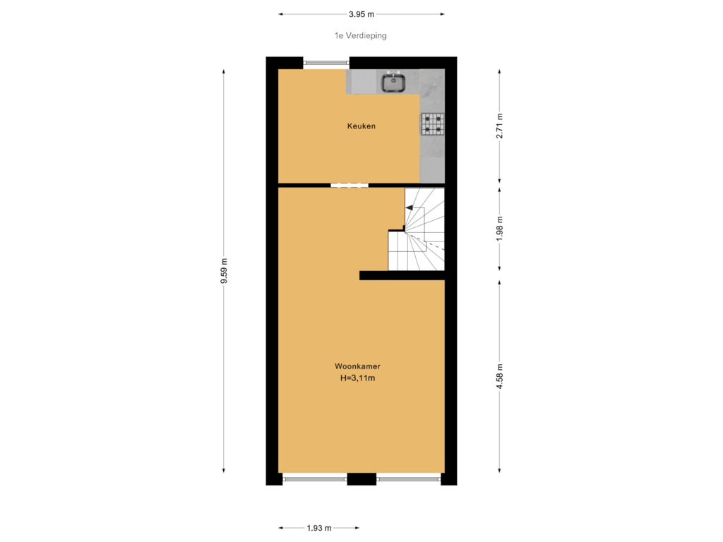 Bekijk plattegrond van 1e Verdieping van Wesselsstraat 16