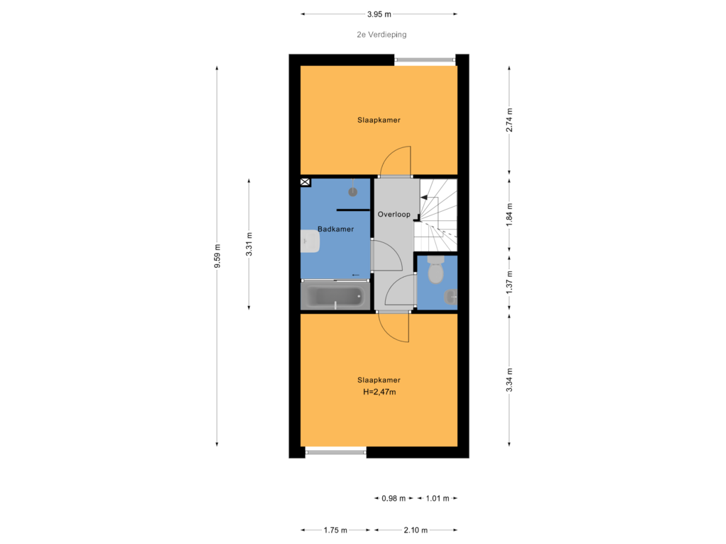 Bekijk plattegrond van 2e Verdieping van Wesselsstraat 16