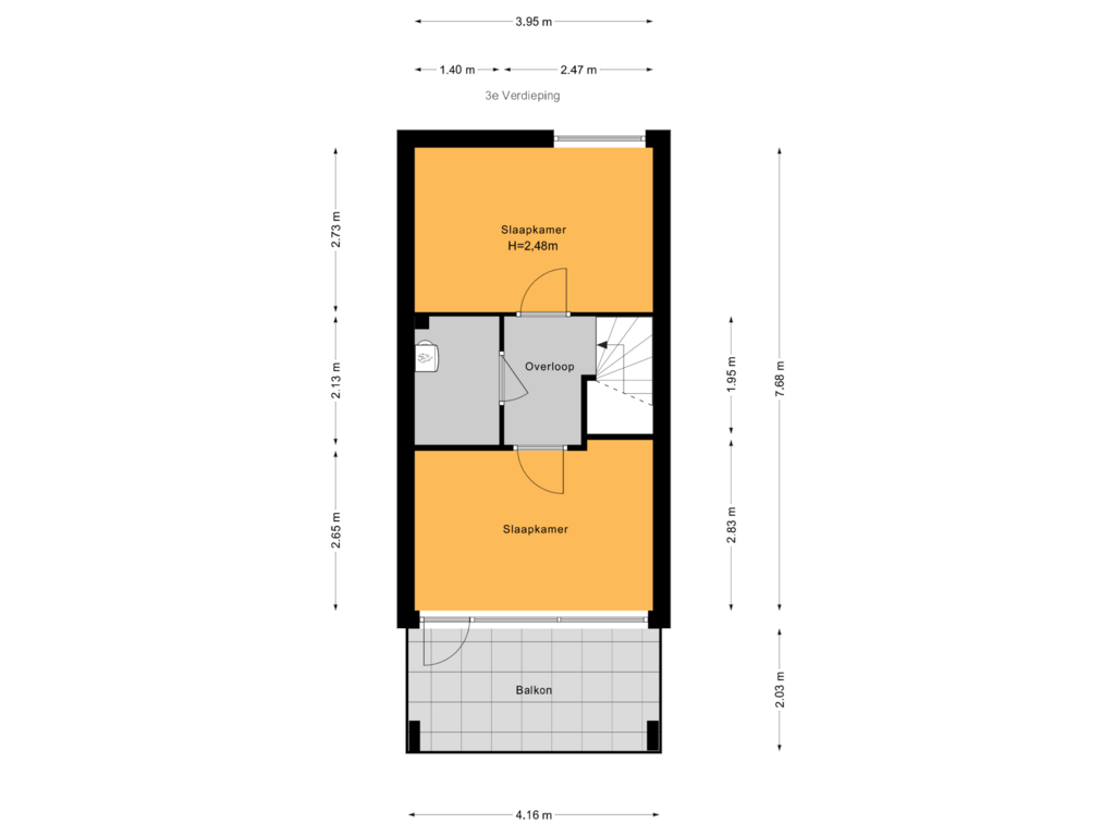 Bekijk plattegrond van 3e Verdieping van Wesselsstraat 16