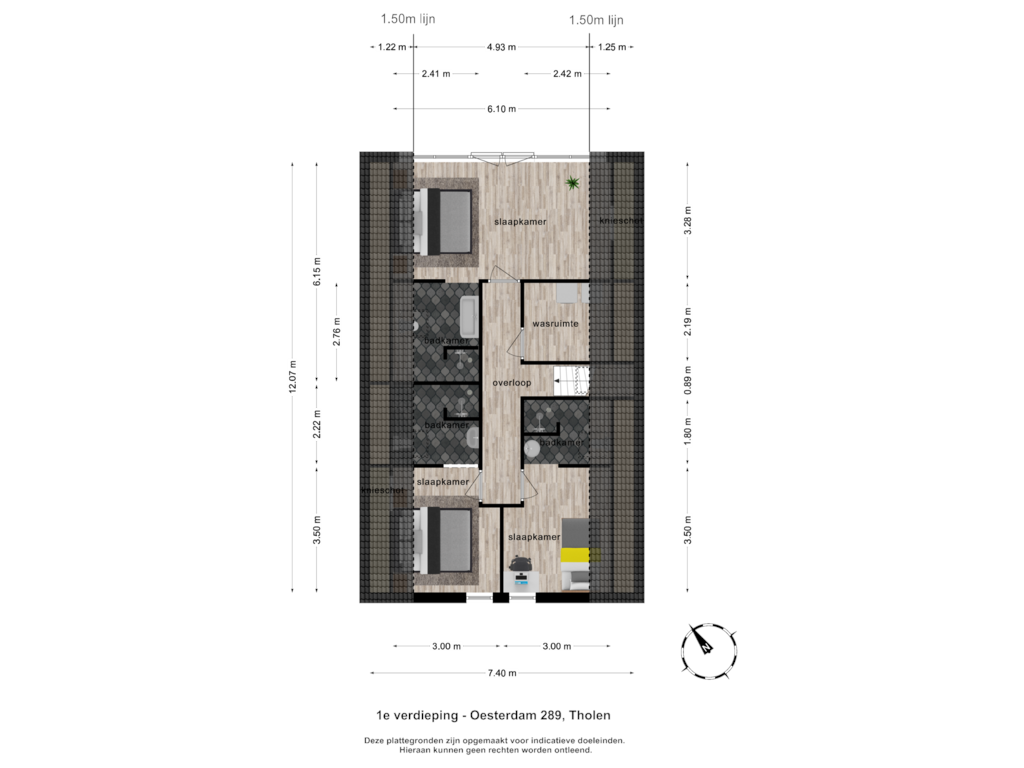 View floorplan of 1e verdieping of Oesterdam 289