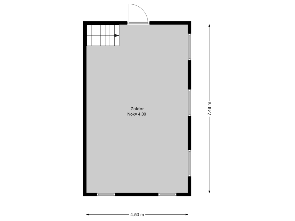 View floorplan of Garage /vliering of Zeestraat 13