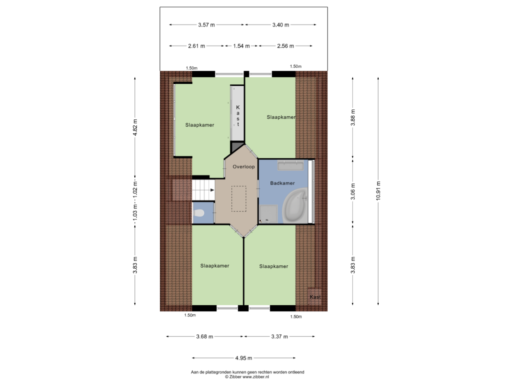 View floorplan of Eerste verdieping of Kruislandsedijk 28