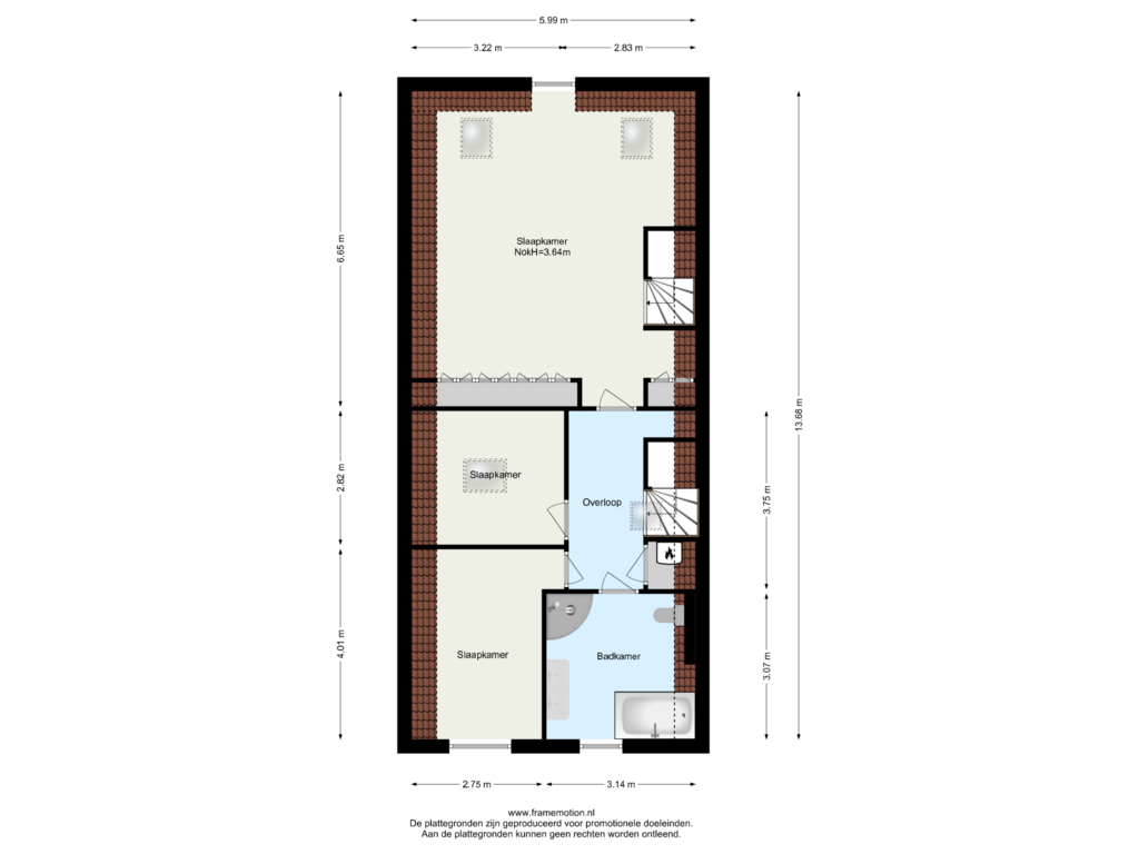 View floorplan of Verdieping 2 of Oostzeedijk 54