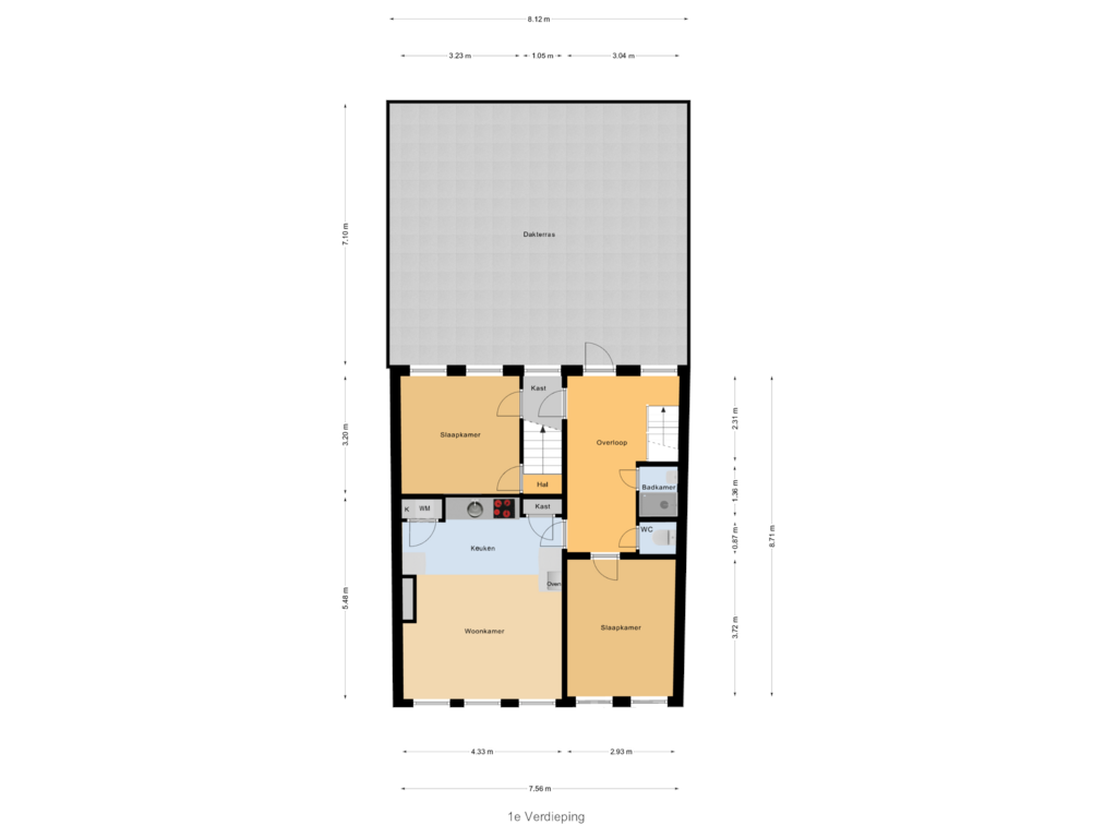 View floorplan of 1e Verdieping of Molenstraat 40