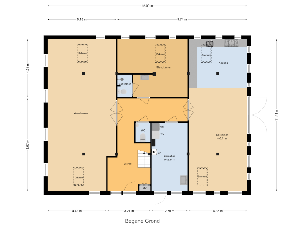 Bekijk plattegrond van Begane Grond van Warfveendijk 20