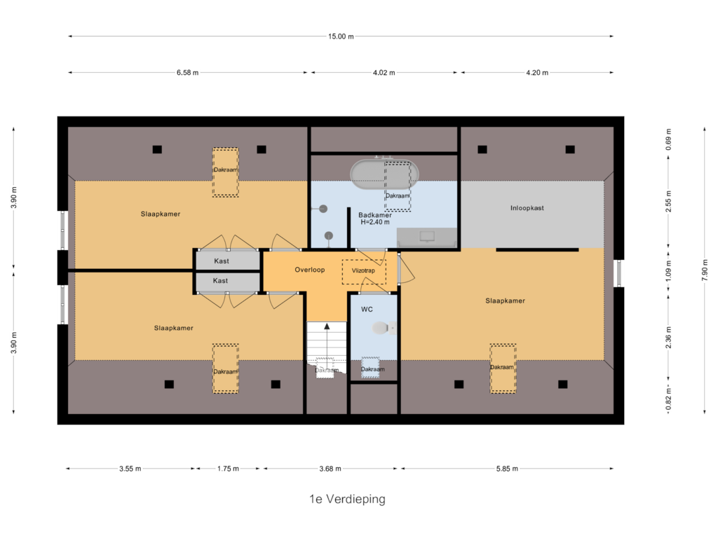 Bekijk plattegrond van 1e Verdieping van Warfveendijk 20