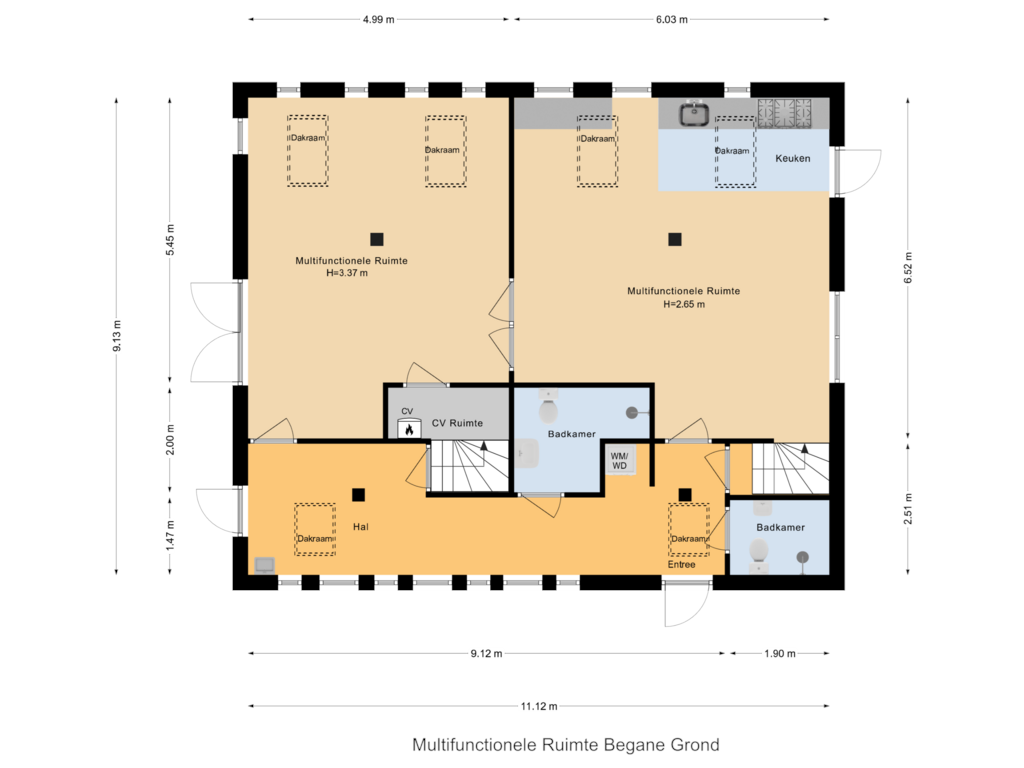 Bekijk plattegrond van Multifunctionele Ruimte Begane Grond van Warfveendijk 20