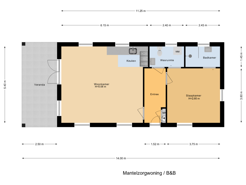 Bekijk plattegrond van Mantelzorgwoning / B&B van Warfveendijk 20