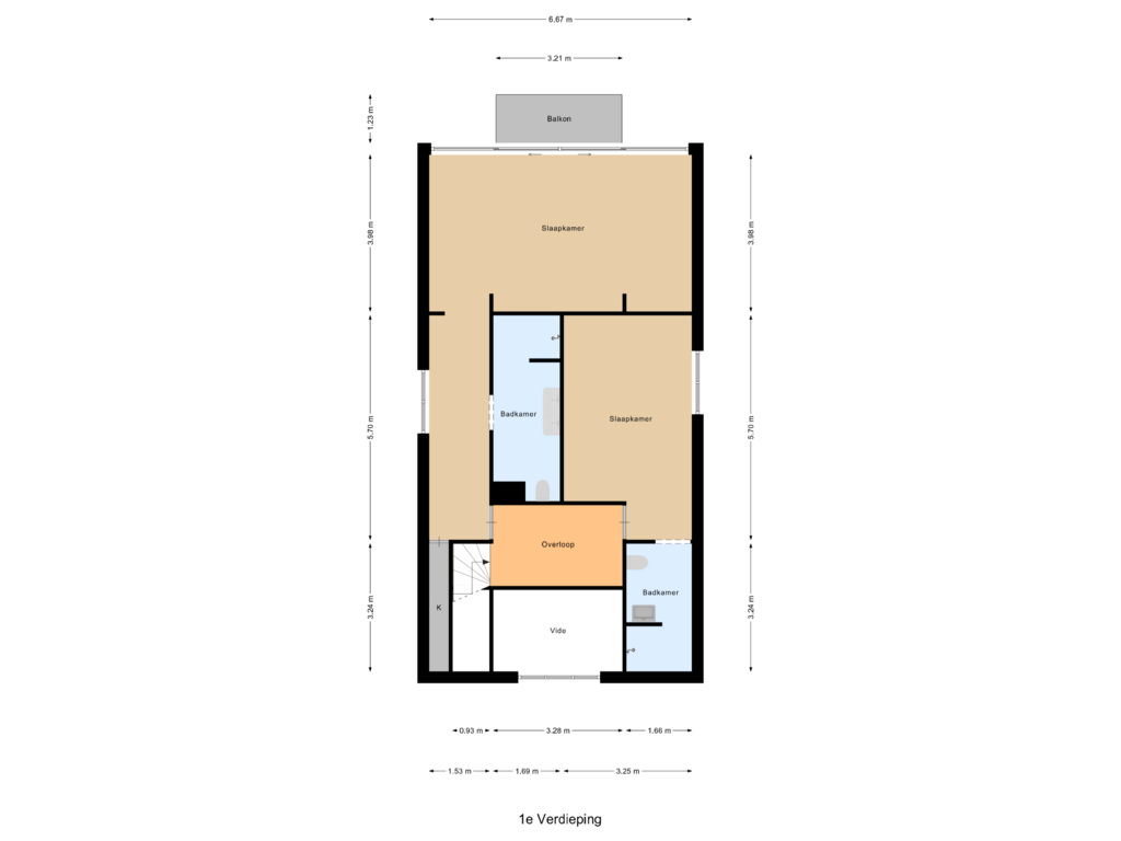 Bekijk plattegrond van 1e Verdieping van Pluvierenweg 9-500