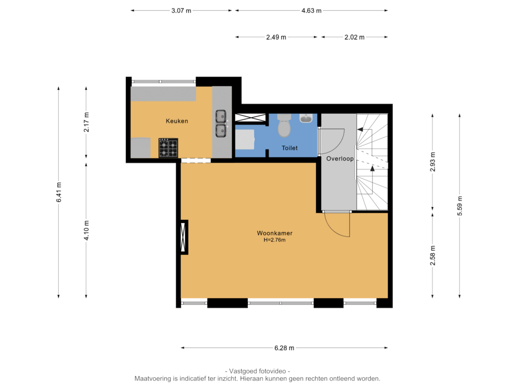 View floorplan of 1e verdieping of Regulierstraat 69