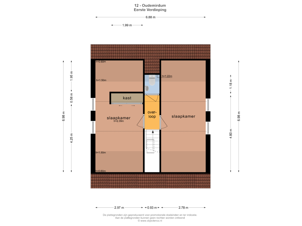 Bekijk plattegrond van EERSTE VERDIEPING van Fonteinwei 12-12