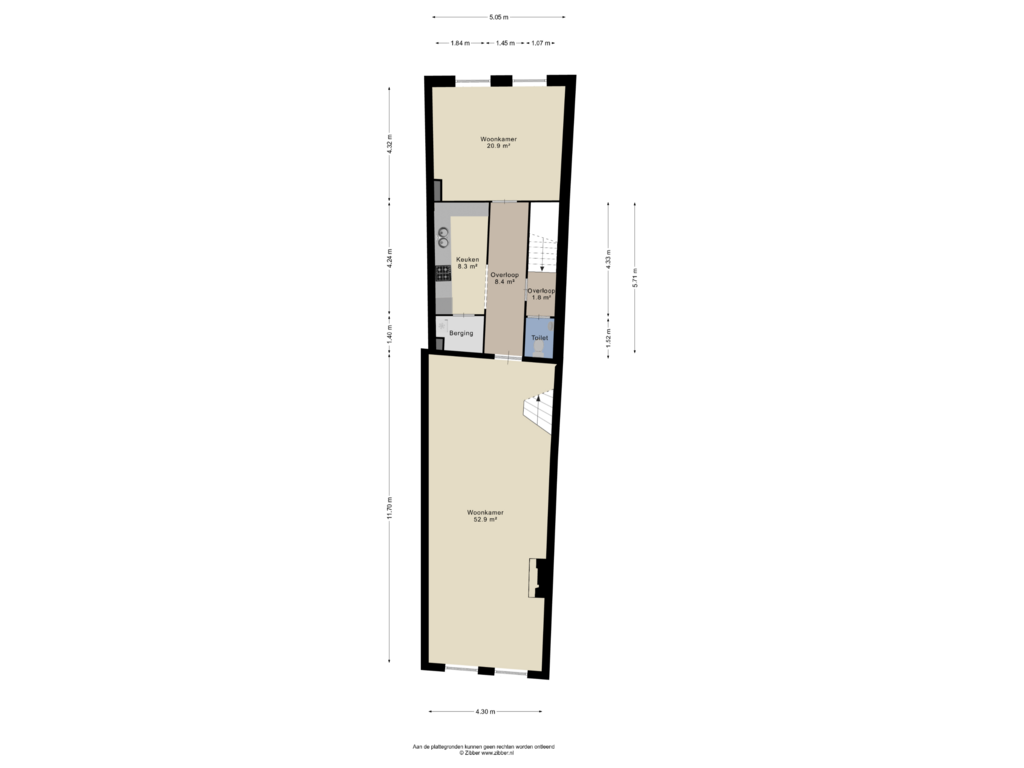 View floorplan of Eerste verdieping of Voorstraat 196