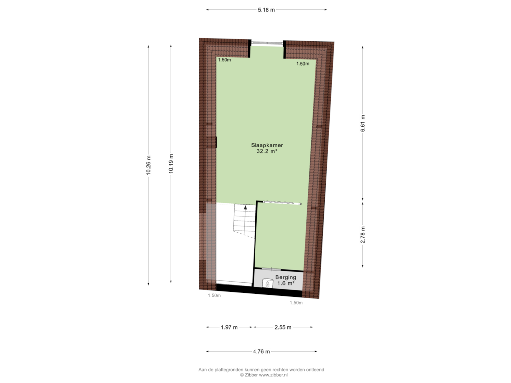 View floorplan of Derde verdieping of Voorstraat 196