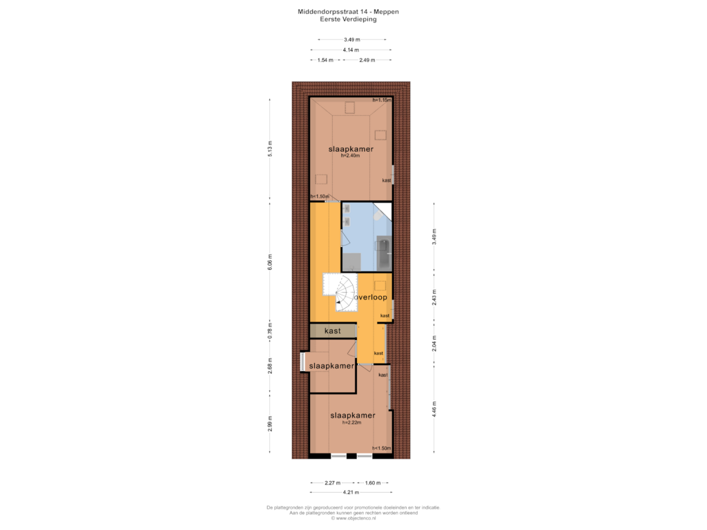 Bekijk plattegrond van EERSTE VERDIEPING van Middendorpsstraat 14