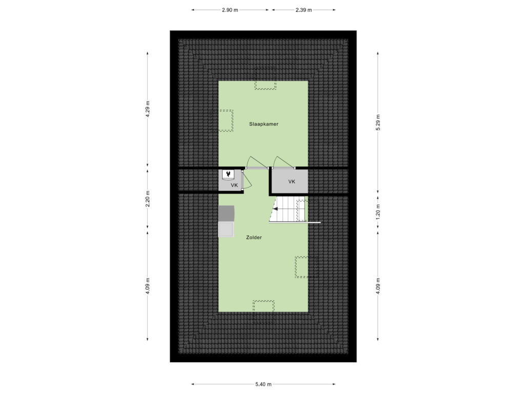 Bekijk plattegrond van 2e Verdieping van Oude Nieuwveenseweg 62