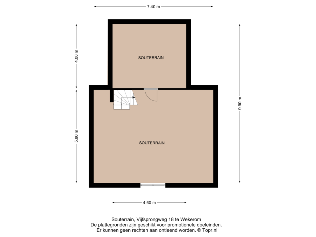 Bekijk plattegrond van Souterrain van Vijfsprongweg 18