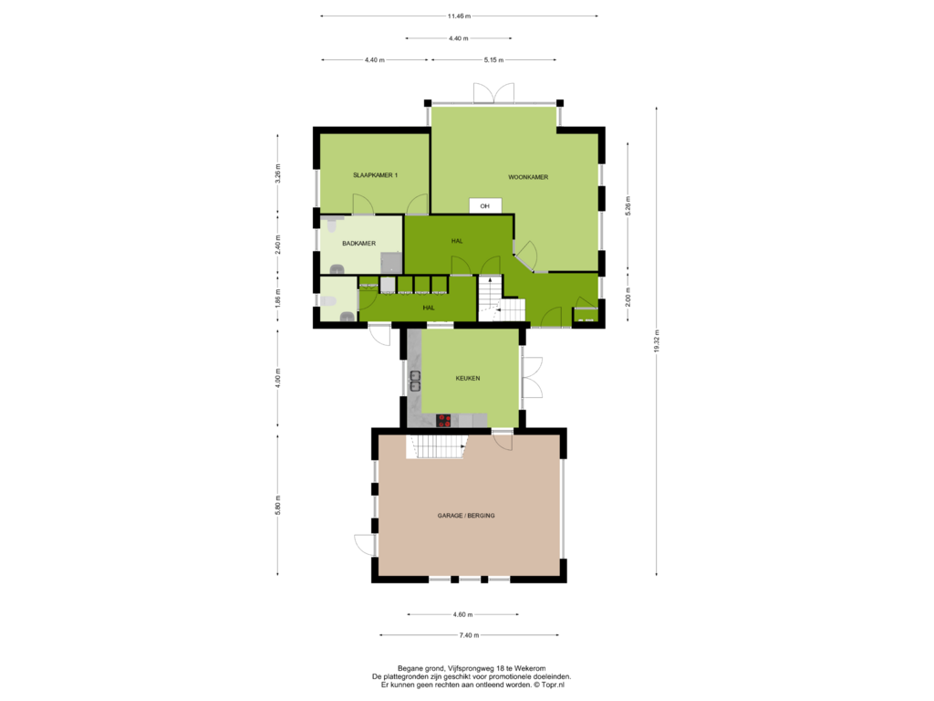 Bekijk plattegrond van Begane grond van Vijfsprongweg 18