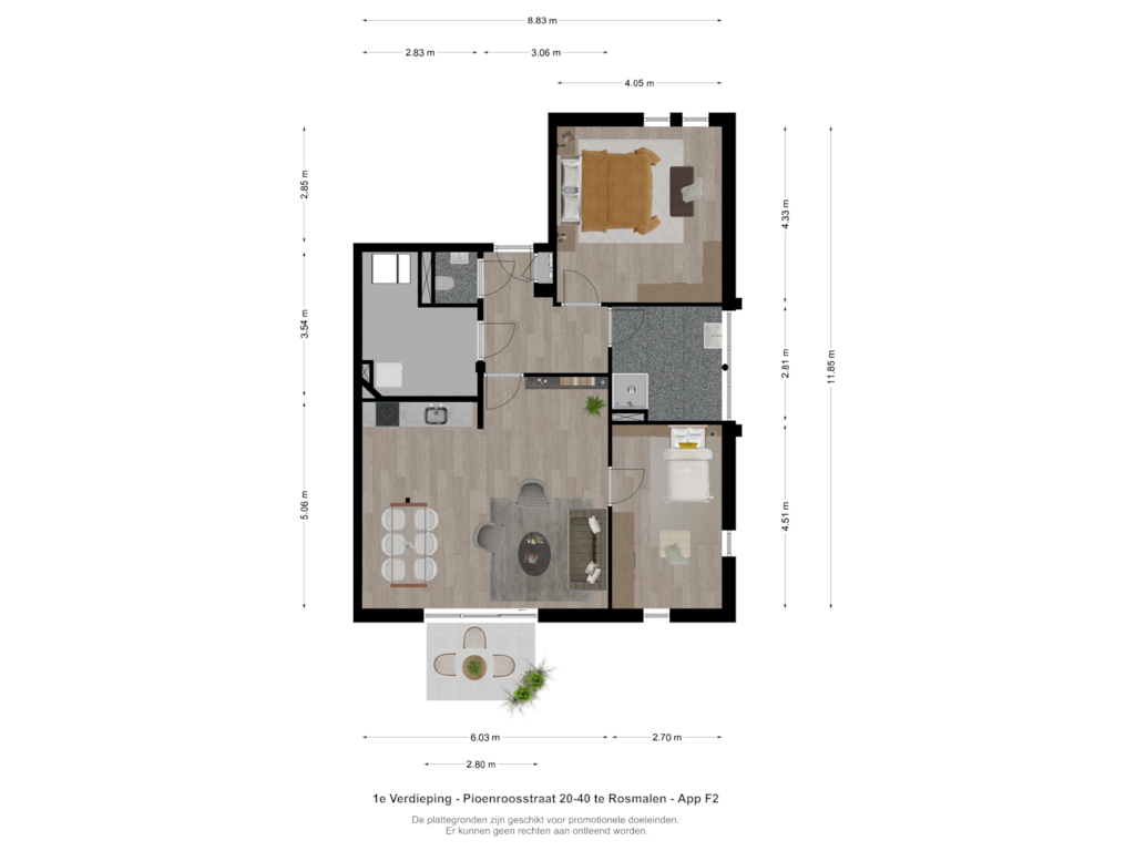 View floorplan of 1e Verdieping of Pioenroosstraat 52