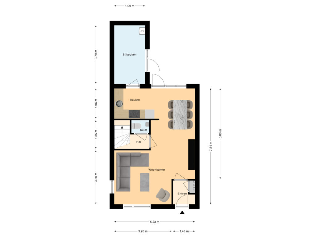 Bekijk plattegrond van Begane Grond van De Hop 14