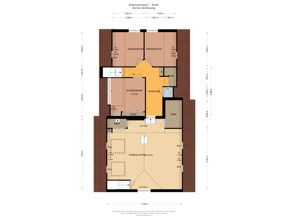 Bekijk plattegrond van EERSTE VERDIEPING van Enterveenweg 7