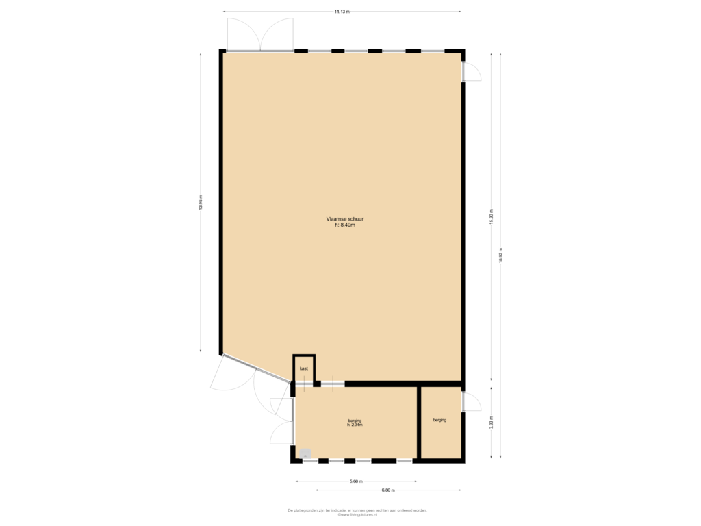 Bekijk plattegrond van Vlaamse schuur van Kerkstraat 14-A