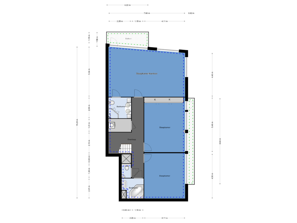 Bekijk plattegrond van 1e verdieping van Piet Smitkade 172