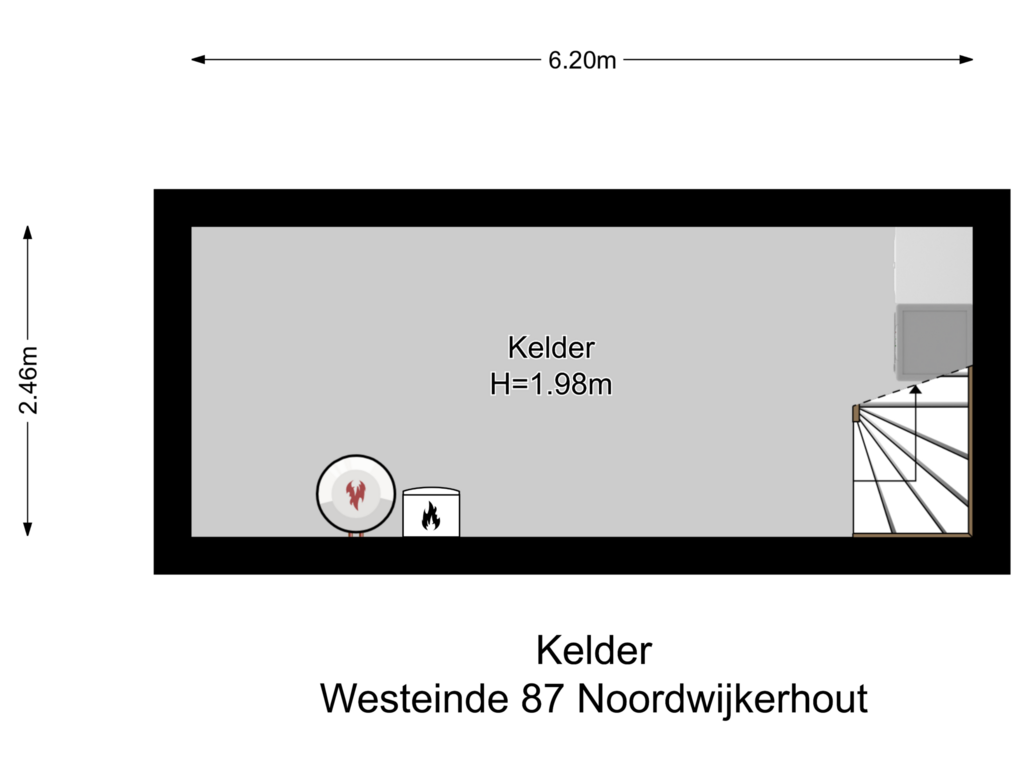 Bekijk plattegrond van Kelder van Westeinde 87