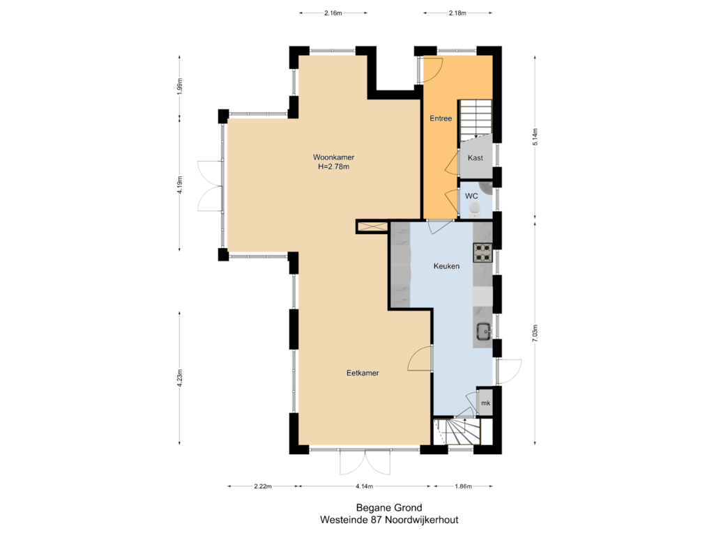 Bekijk plattegrond van Begane Grond van Westeinde 87