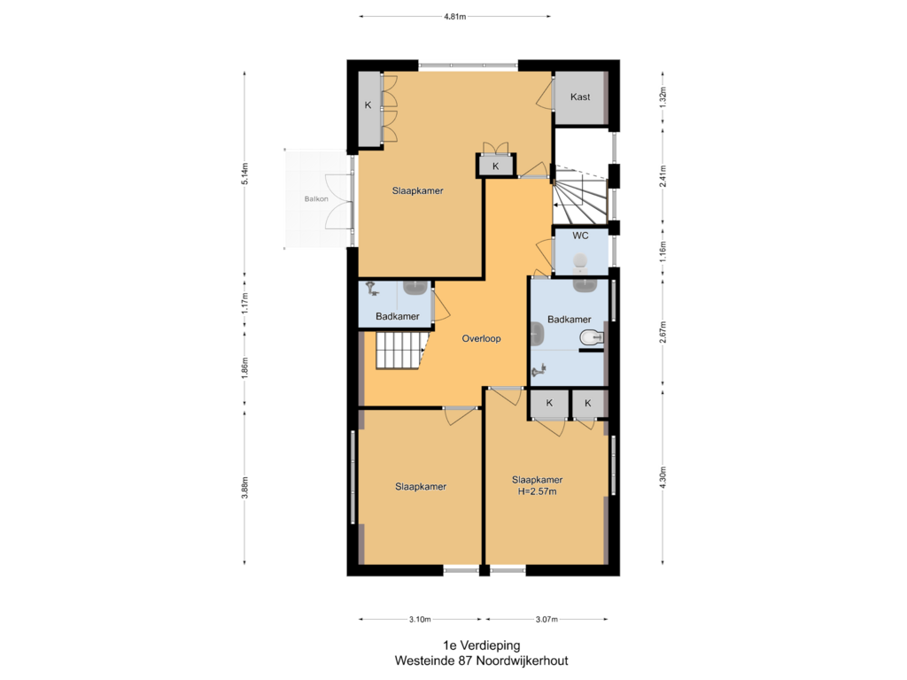 Bekijk plattegrond van 1e Verdieping van Westeinde 87