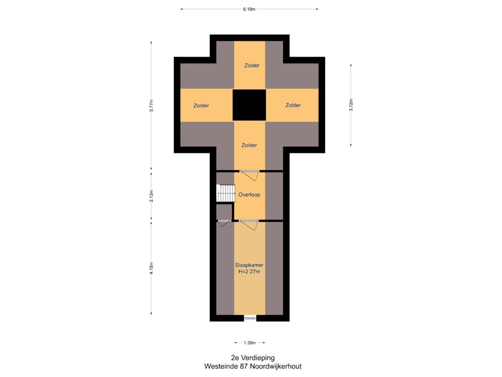 Bekijk plattegrond van 2e Verdieping van Westeinde 87