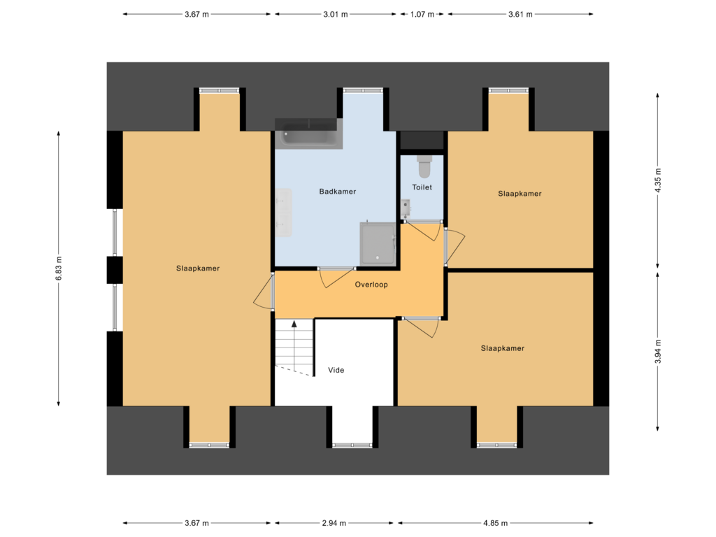 View floorplan of Eerste Verdieping of Middenweg 41