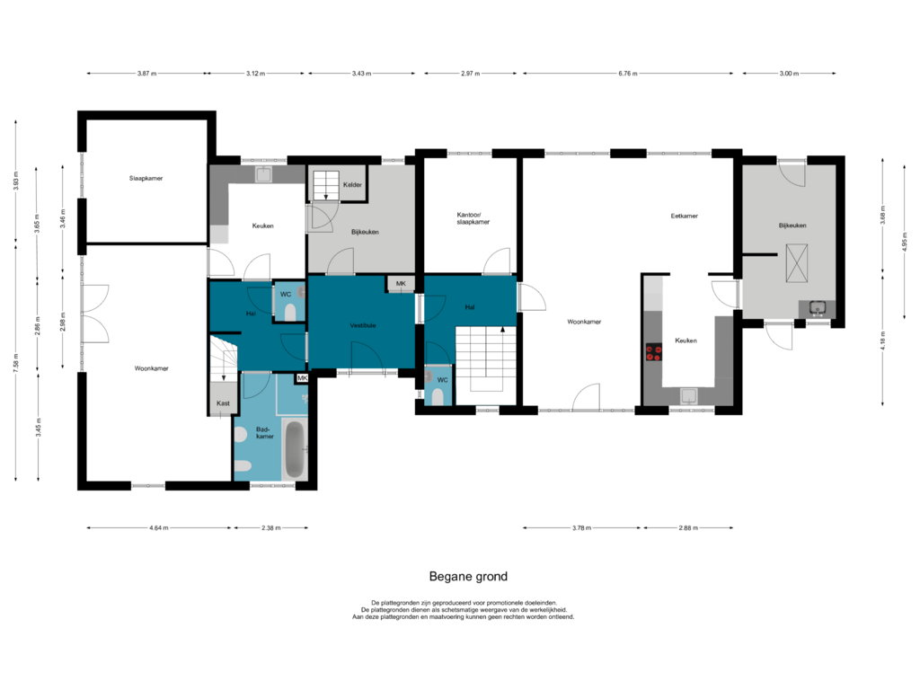 View floorplan of Begane grond of Tielsestraat 120