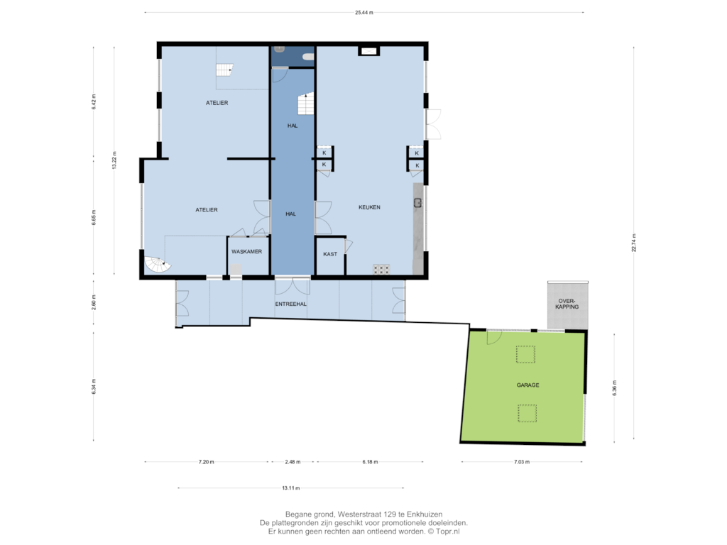 Bekijk plattegrond van Begane grond van Westerstraat 129-A