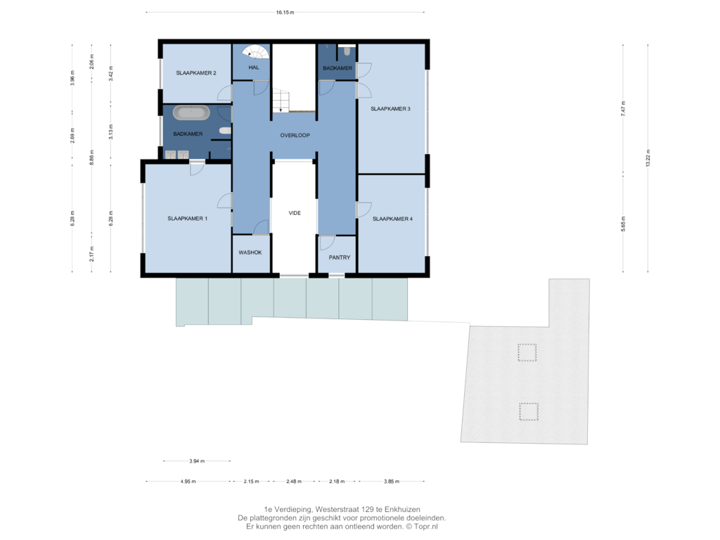 Bekijk plattegrond van 1e Verdieping van Westerstraat 129-A