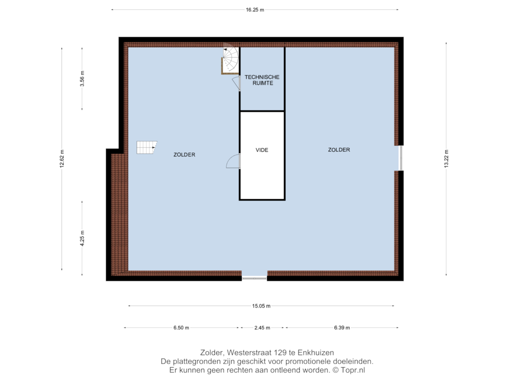 Bekijk plattegrond van Zolder van Westerstraat 129-A