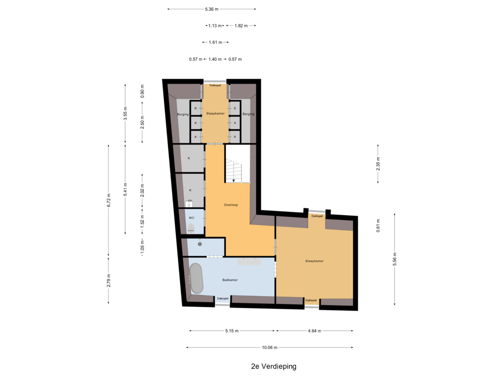 View floorplan of 2e Verdieping of Kerkstraat 16