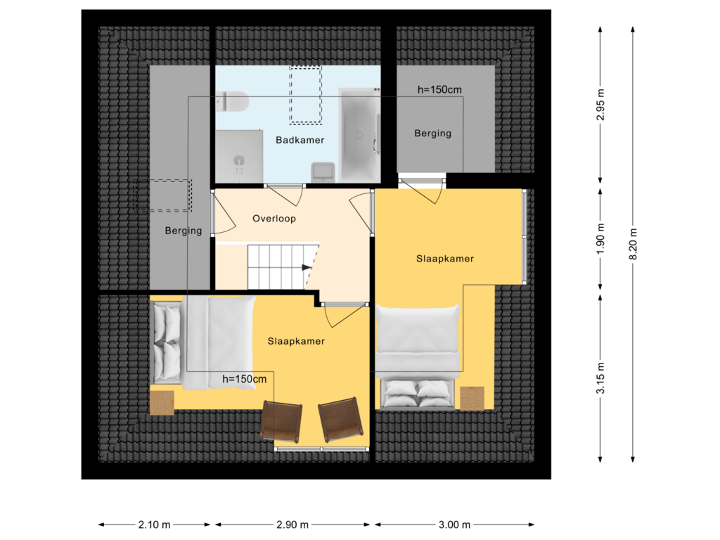 View floorplan of 1e Verdieping of Tjaskermolen 11