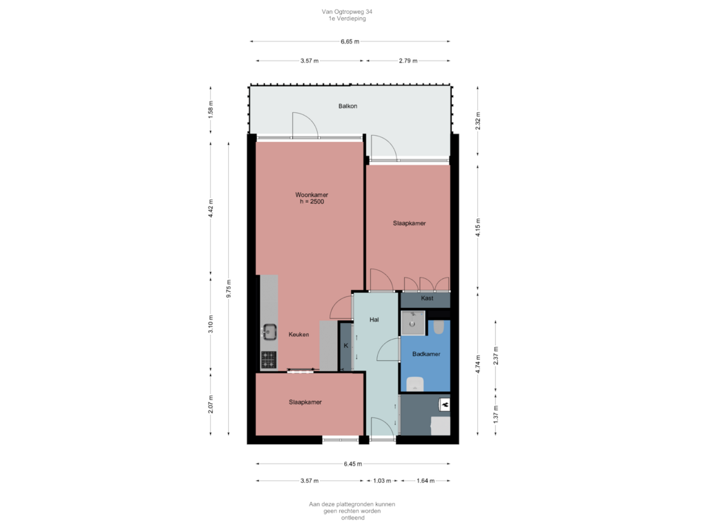 View floorplan of 3e Verdieping of van Ogtropweg 34