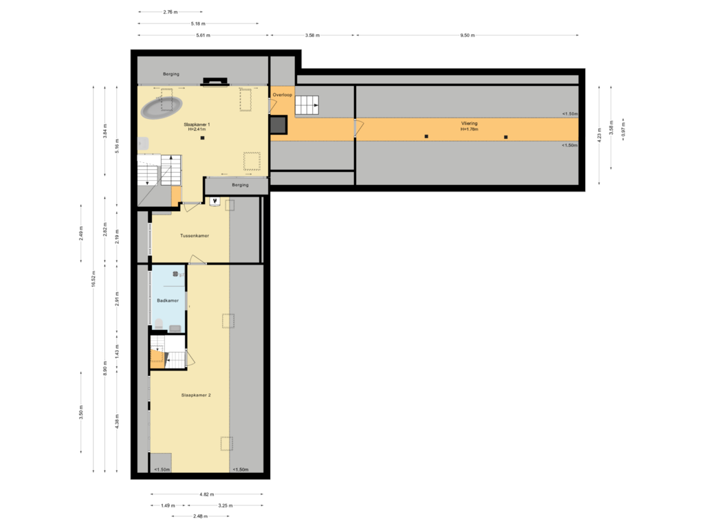 Bekijk plattegrond van Eerste verdieping Deel 1 van Prins Hendriklaan 15