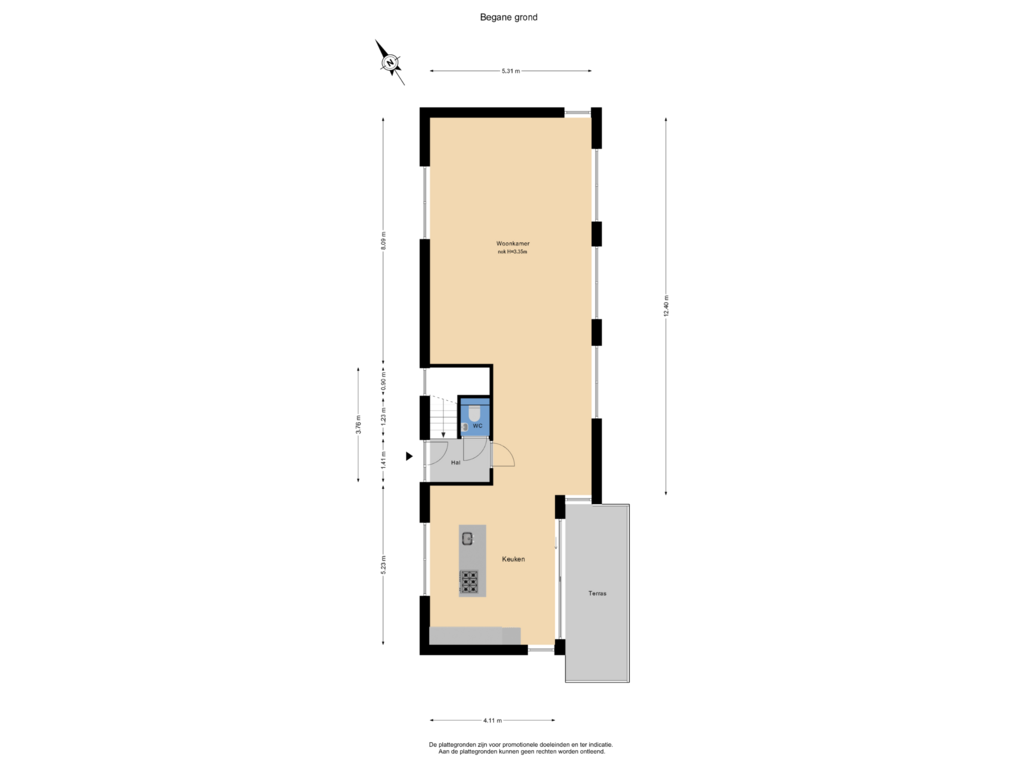 View floorplan of Begane grond of Helling 52