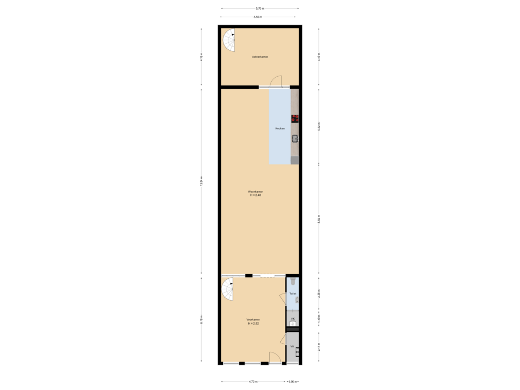 View floorplan of begane grond of Emmastraat 49