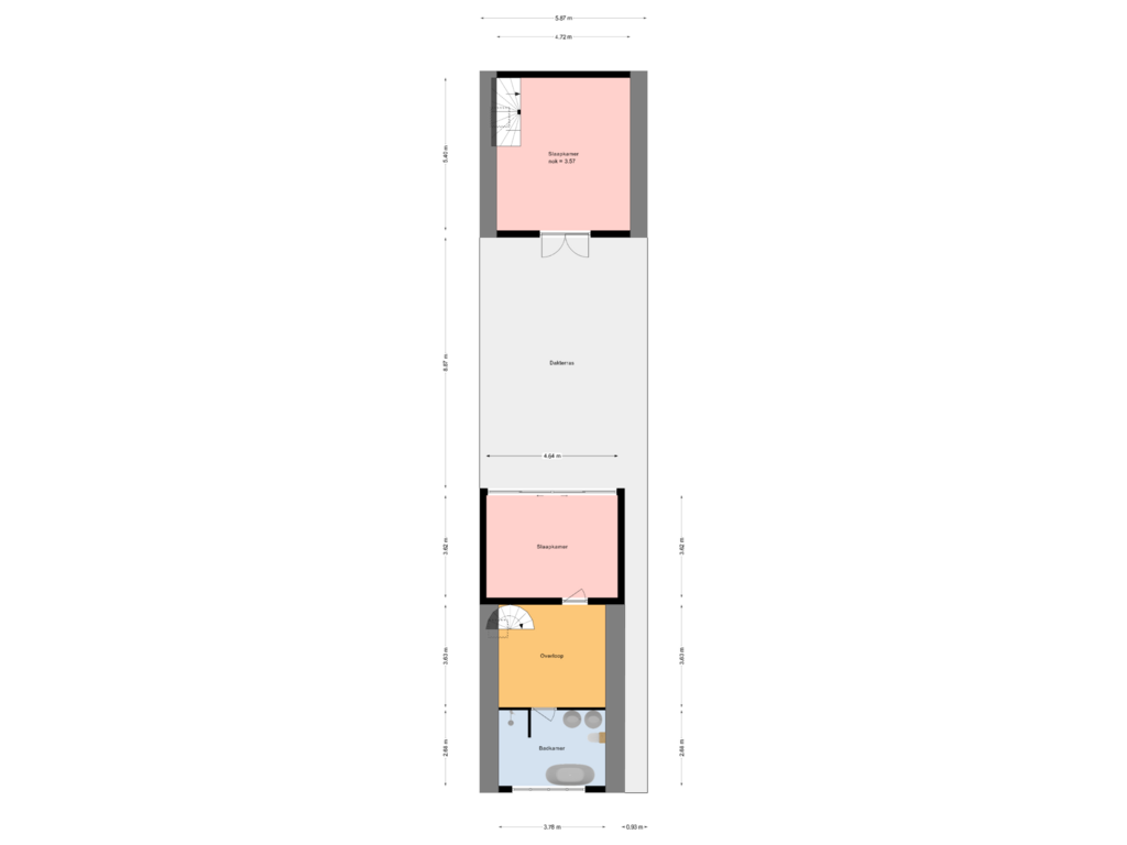 View floorplan of eerste etage of Emmastraat 49